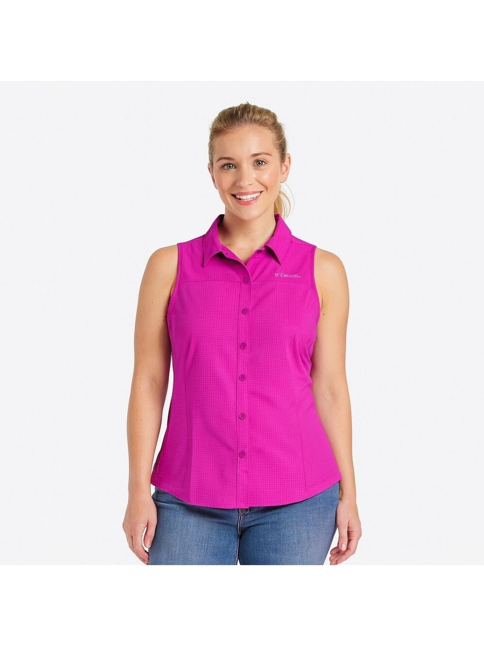 Columbia Omni Shade Tank Top Size S Pink Sun Protection Button Up Outdoorcore
